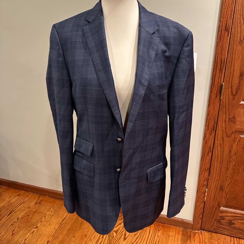 Boss Dark Blue Checkered Blazer